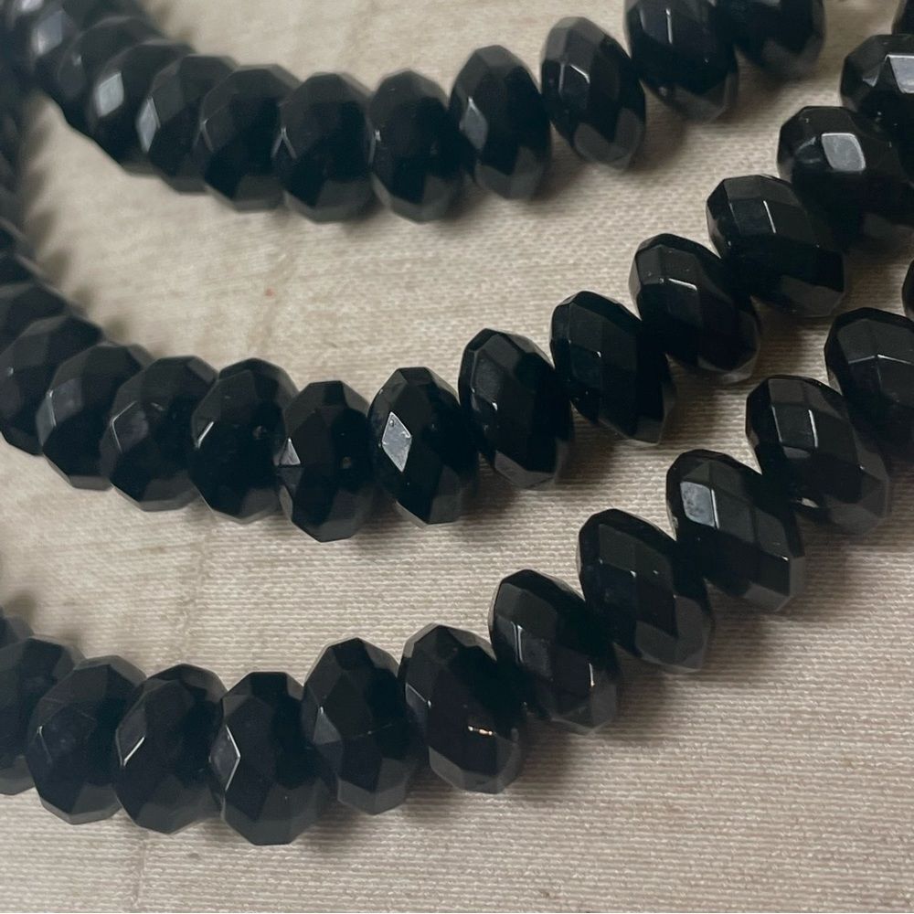 Black Multi Strand Rhinestone Statement Necklace - image 6